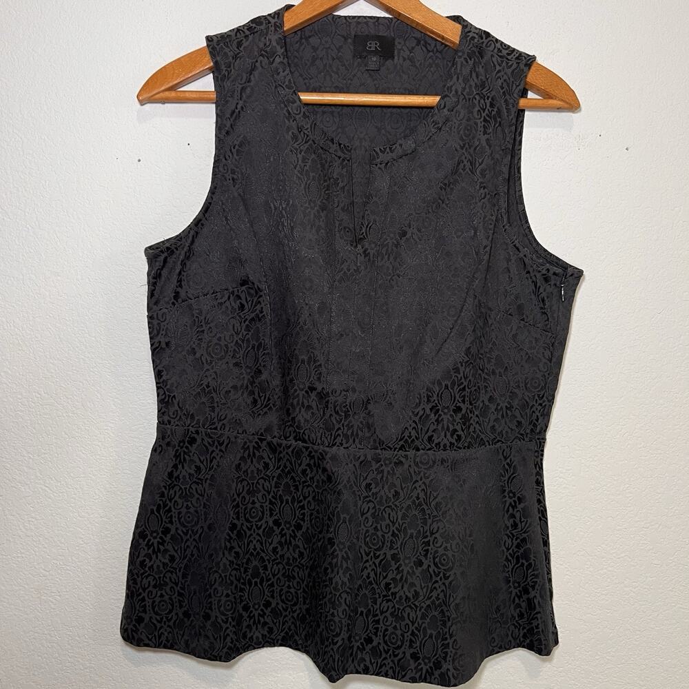 Banana Republic Peplum Top Women’s Size 10 Black Floral Jacquard Sleeveless